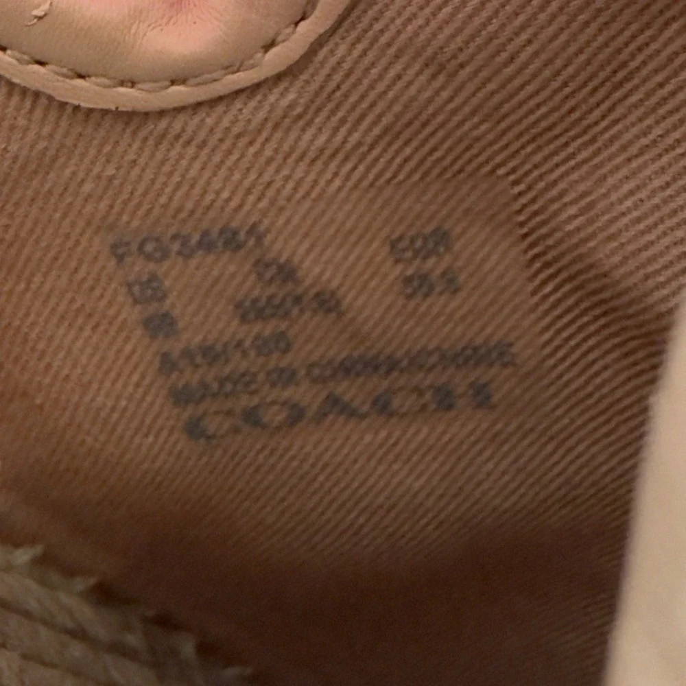 Coach Signature Espadrille Mules Slides Women's 9 Tan Beige Jacquard Tassel Bow